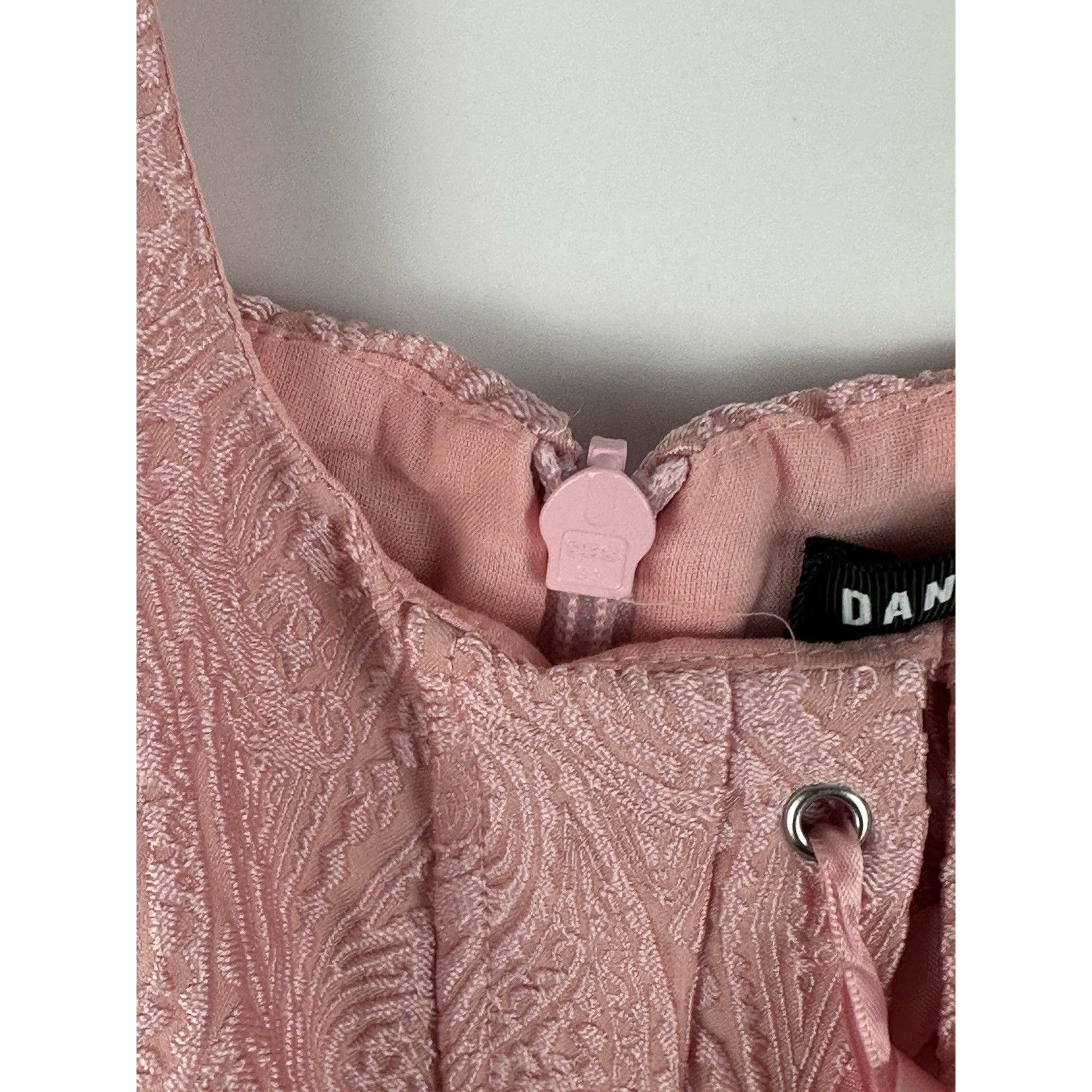 Dangerfield Nwt Abundance Corset Dress Pink Jacquard Size 14 Lace-Up — image 7 of 7